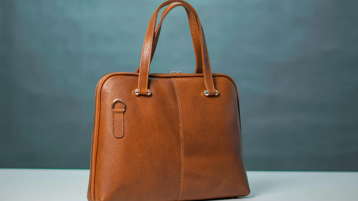 Structured brown leather handbag
